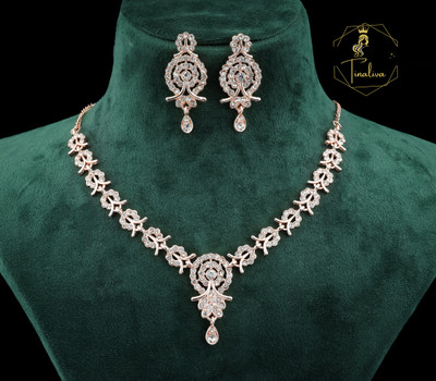 TINALIVA Brass Gold-plated Silver Jewellery Set(Pack of 1)