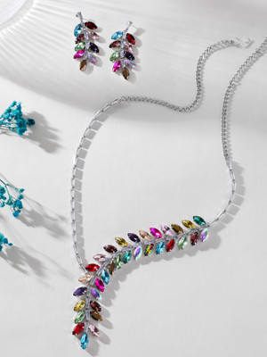 TINALIVA Brass Silver Multicolor Jewellery Set(Pack of 1)