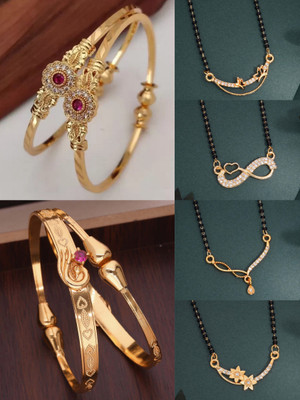 Alasca Brass Gold-plated Black, Purple Jewellery Set(Pack of 6)