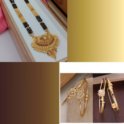 Parisal Brass Gold-plated Multicolor, Black, Pink, Orange Jewellery Set(Pack of 3)