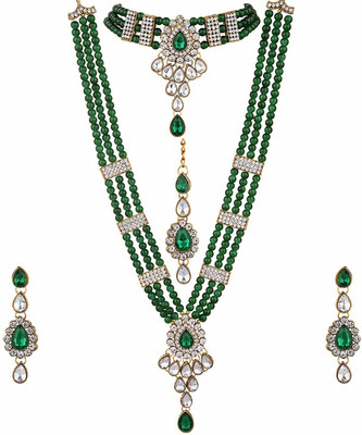 White pearl Alloy Gold-plated Green Jewellery Set(Pack of 1)