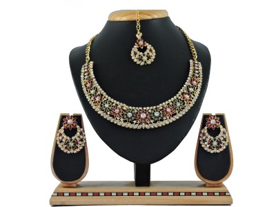 KAHAR CREATION Alloy Gold-plated Maroon, Green Jewellery Set(Pack of 1)