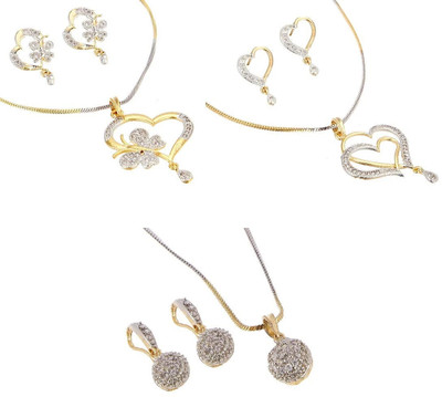 Bhagya Lakshmi Alloy White, Gold Jewellery Set(Pack of 3)