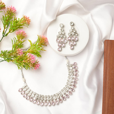 EIT Collection Alloy Silver Pink Jewellery Set(Pack of 3)