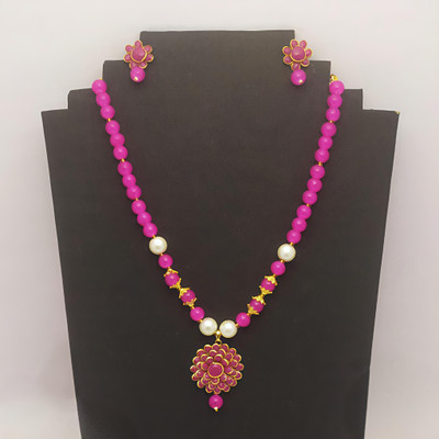 HIBAA Alloy Pink Jewellery Set(Pack of 1)