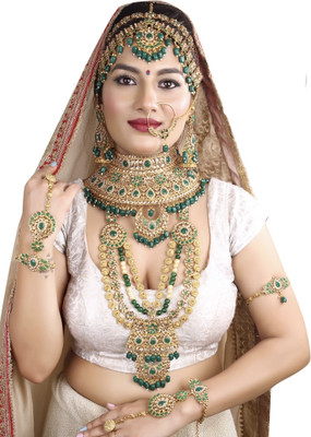 KK IMMITATION Alloy Gold-plated Green Jewellery Set(Pack of 10)