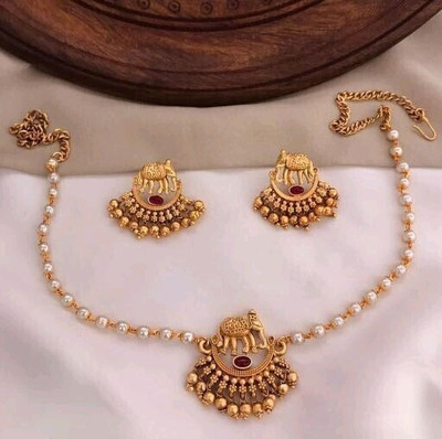 Pamadhya Alloy Gold-plated Ruby Red, Gold Jewellery Set(Pack of 1)