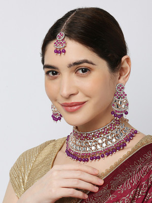 VATSALYA creation Alloy Gold-plated Purple Jewellery Set(Pack of 1)