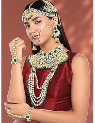 padmawati Alloy Gold-plated Green Jewellery Set(Pack of 6)