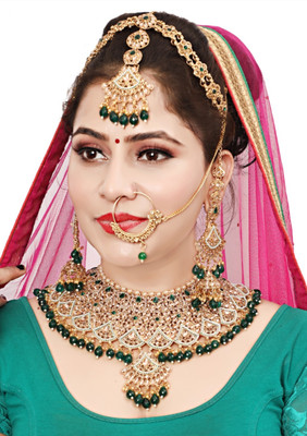 KK IMMITATION Alloy Gold-plated Green Jewellery Set(Pack of 1)