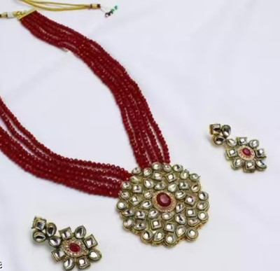 SHYAM Alloy Gold-plated Maroon Jewellery Set(Pack of 1)