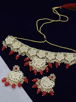 SAIYONI Alloy Gold-plated Red Jewellery Set(Pack of 1)