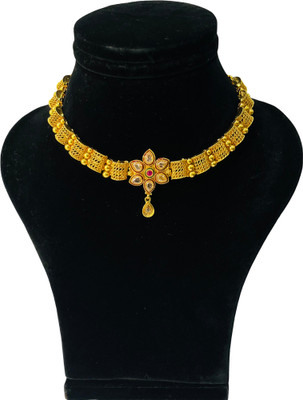 J D Jewellers Brass, Alloy Gold-plated Gold Jewellery Set(Pack of 1)