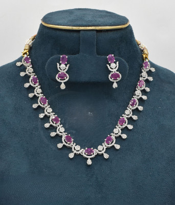 gvg Alloy Rhodium Pink Jewellery Set(Pack of 2)