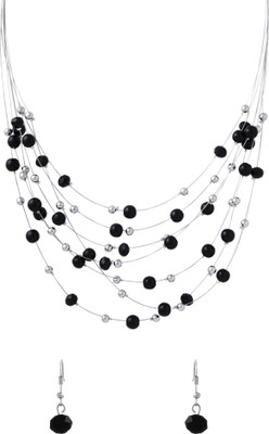 YELLOW CHIMES Alloy Silver Black Jewellery Set(Pack of 1)