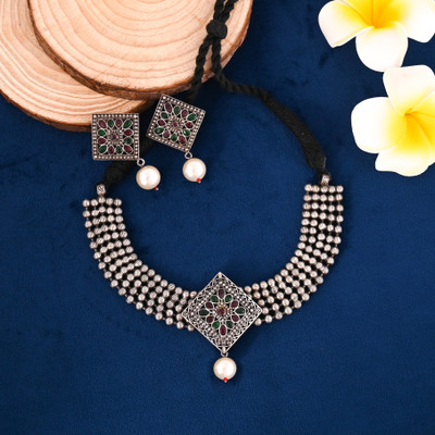 Tanusha Jewels Brass Black Silver Multicolor Jewellery Set(Pack of 1)