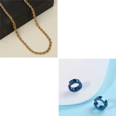 MAATRCHAAYA Stainless Steel Gold-plated, Sterling Silver Gold, Blue Jewellery Set(Pack of 2)