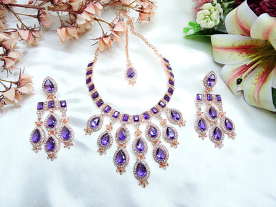 VATSALYA creation Alloy Gold-plated Blue Jewellery Set(Pack of 1)