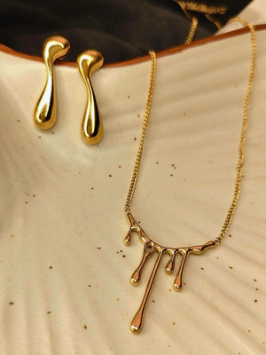 RaasRani Jewels Stainless Steel Gold-plated Gold Jewellery Set(Pack of 1)