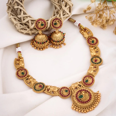 YIMBLI Brass Gold-plated Gold Jewellery Set(Pack of 1)