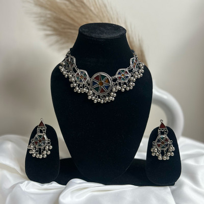 ArjatMantra Oxidised Silver Multicolor Jewellery Set(Pack of 1)