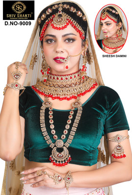 SHIVSHAKTI Alloy Gold-plated Red Jewellery Set(Pack of 7)