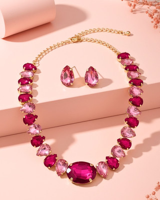Orangenysha Alloy Gold-plated Pink Jewellery Set(Pack of 3)