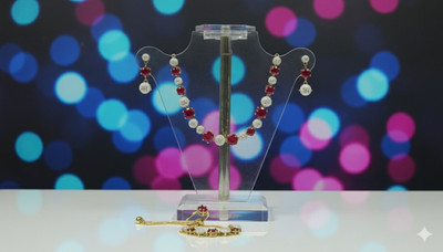 Dazzle Jewel Alloy Silver Ruby Red Jewellery Set(Pack of 1)