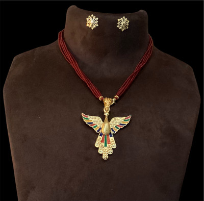 Pynk Fashion Brass Gold-plated Red Jewellery Set(Pack of 1)