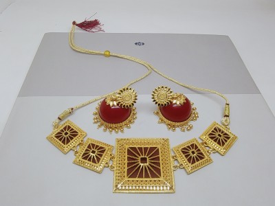 Darsh Fashion Alloy Gold-plated Red Jewellery Set(Pack of 2)