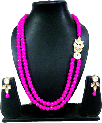 JN Handicraft Alloy Copper Pink Jewellery Set(Pack of 1)