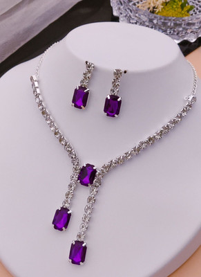 ShringarHouse Stone, Alloy Sterling Silver, Silver Silver, Purple Jewellery Set(Pack of 1)