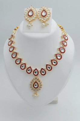 YourBlingBox Alloy Gold-plated Red Jewellery Set(Pack of 3)