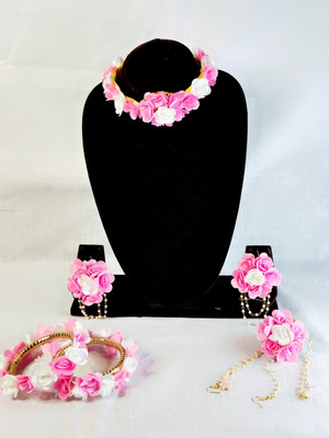 Sanskriti Creations Fabric Pink Jewellery Set(Pack of 1)