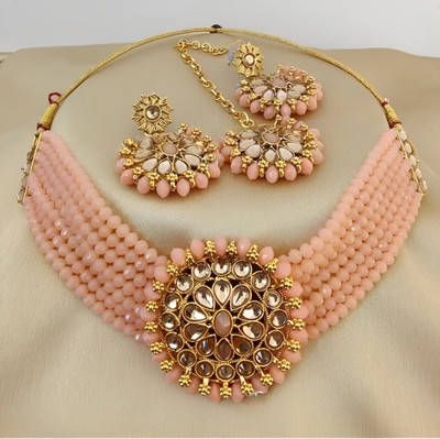 Bold Style Alloy Gold-plated Beige Jewellery Set(Pack of 1)