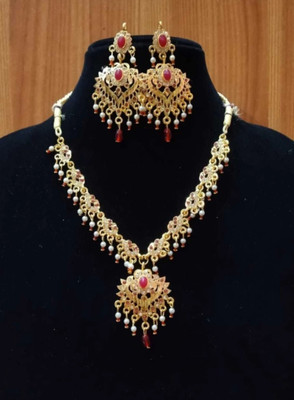 NIKYANKA Brass Gold-plated Gold, Pink Jewellery Set(Pack of 3)