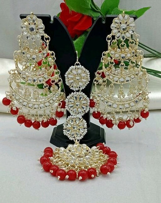 Gyaan Jewels Alloy Gold-plated Red Jewellery Set(Pack of 3)