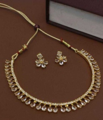 Misha Brass Rhodium White Jewellery Set(Pack of 1)