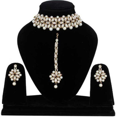 MALUK SHRINGAR Brass Brass White Jewellery Set(Pack of 1)