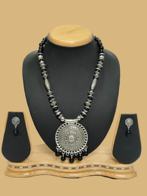 Geesa Oxidised Silver Black Jewellery Set(Pack of 2)