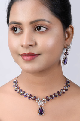 KD JEWELLERS Brass Purple Jewellery Set(Pack of 1)