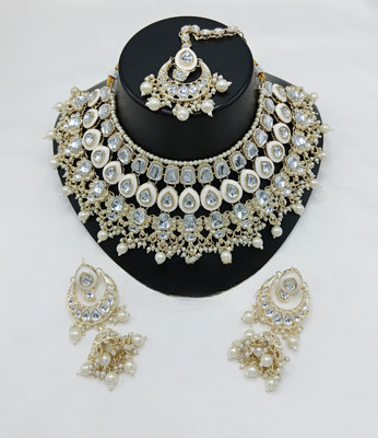 padmawati Alloy Gold-plated White Jewellery Set(Pack of 4)