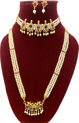 Varnii Alloy Gold-plated Multicolor Jewellery Set(Pack of 4)