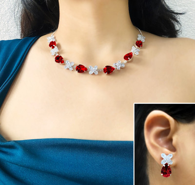 house of common Alloy Silver Maroon, Silver Jewellery Set(Pack of 1)