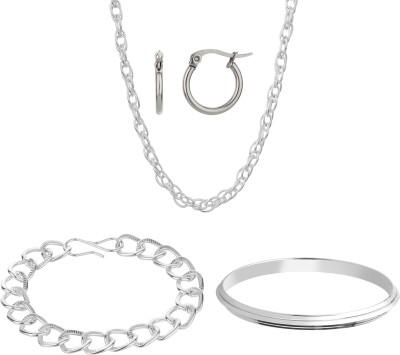 GoldNera Stainless Steel Sterling Silver Silver Jewellery Set(Pack of 1)