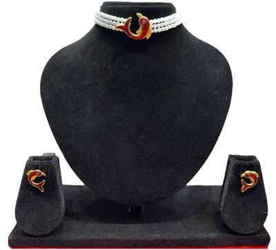 RNJewels Alloy Gold-plated Red, White Jewellery Set(Pack of 1)