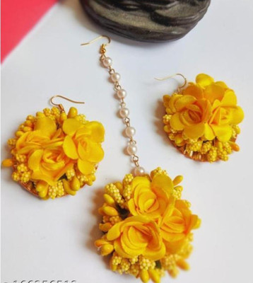 Lyzoo Fabric Yellow Jewellery Set(Pack of 1)