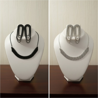 SZENTERPRISES Alloy Silver, Black Silver Black, Silver Jewellery Set(Pack of 2)