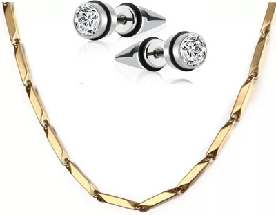 MAATRCHAAYA Brass, Alloy, Stainless Steel Sterling Silver, Gold-plated Silver, Gold, Black Jewellery Set(Pack of 2)