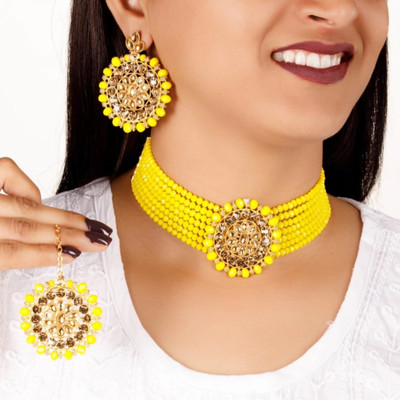 Fashiontread Alloy Gold-plated Yellow Jewellery Set(Pack of 1)